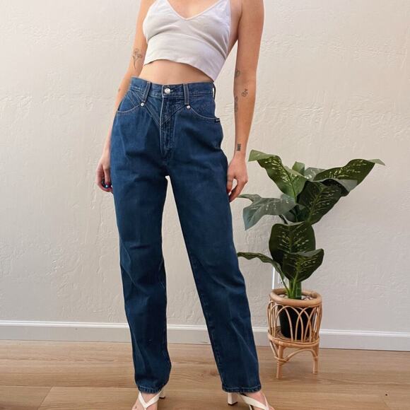 Vintage Rockies Medium Blue Wash High Waisted Western Straight Leg Jeans - Picture 5 of 8